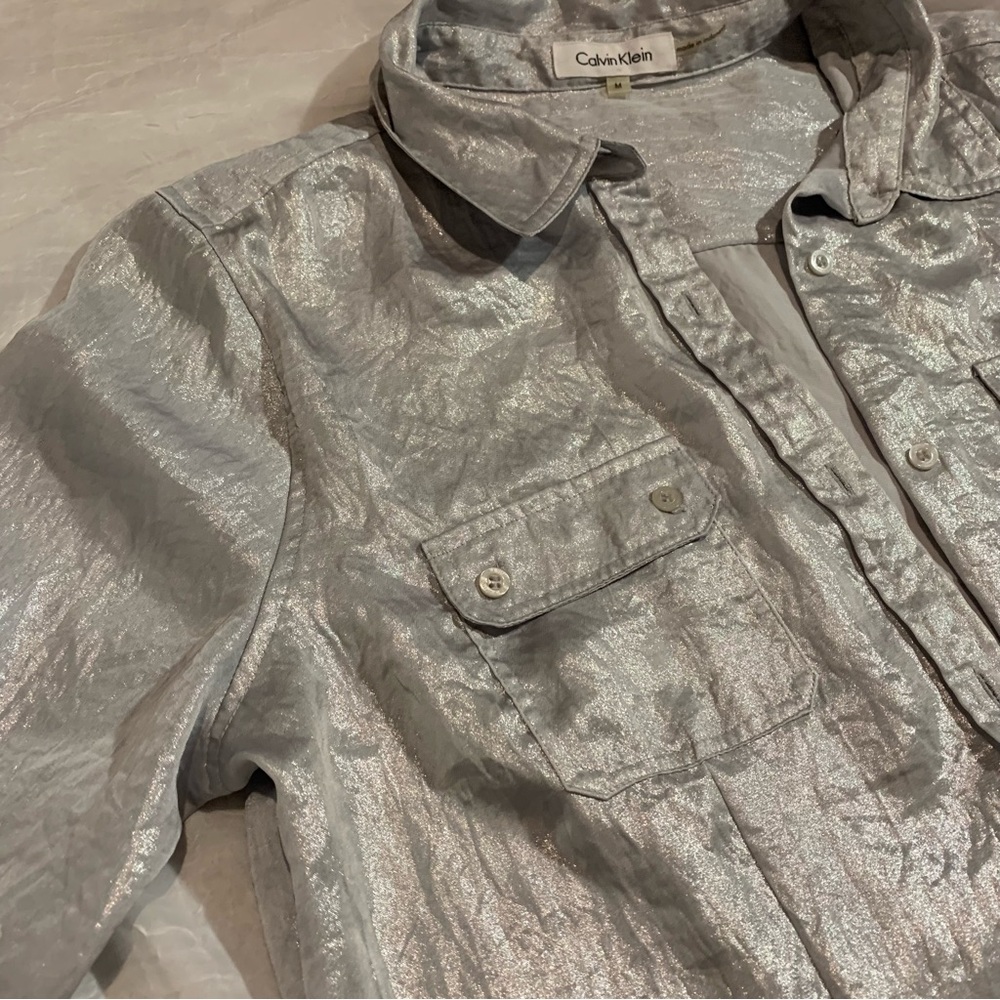 Calvin Klein button down metallic